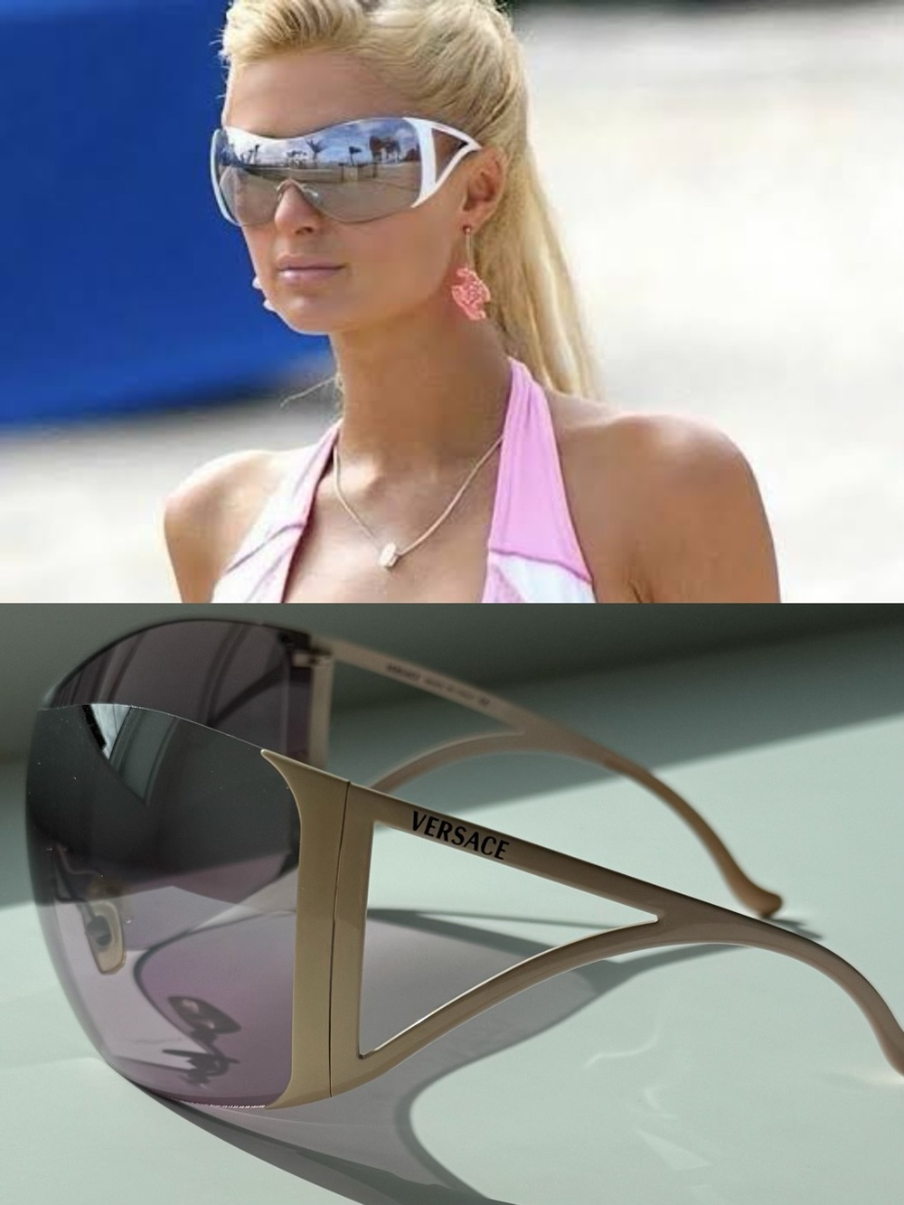 Authentic Y2K Versace Women's Sunglasses with Mirror Shield Lenses